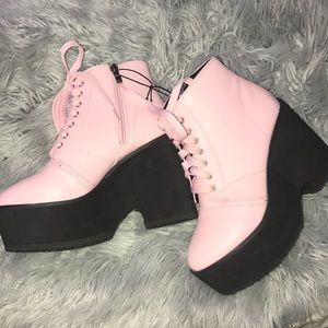 pink platform booties